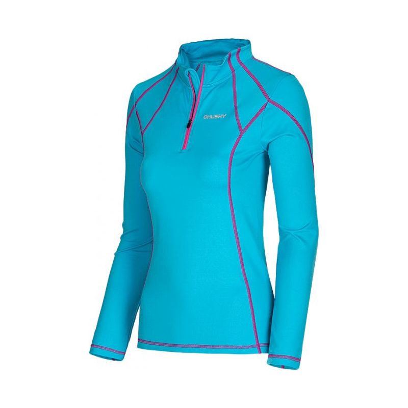 Husky dámské termo triko - podzim, zima T-EB Long sleeve zip L modrá, L - tyrkysová (husky) - S