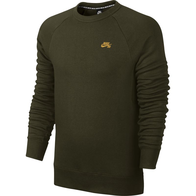 MIKINA NIKE SB ICON CREW FLEECE - olivově zelená (KHA-GLD) - XL