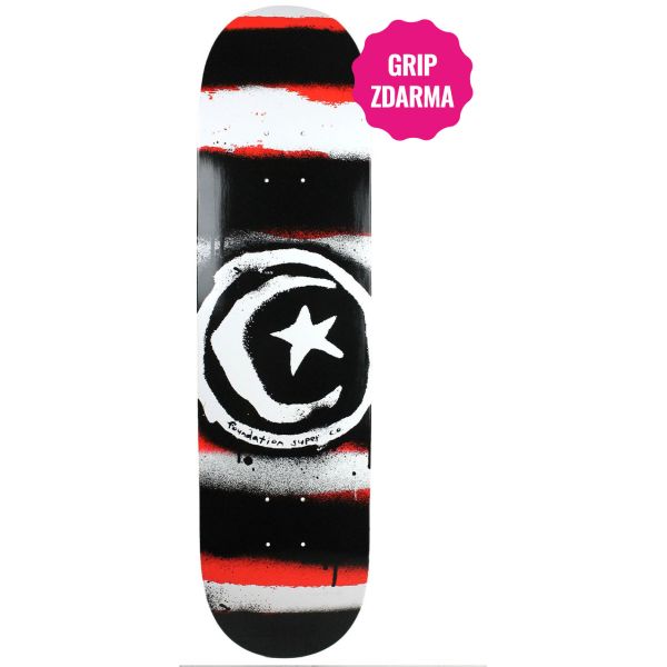 Sk8 Deska Foundation Star & Moon Red Dis - Černá - 8.0