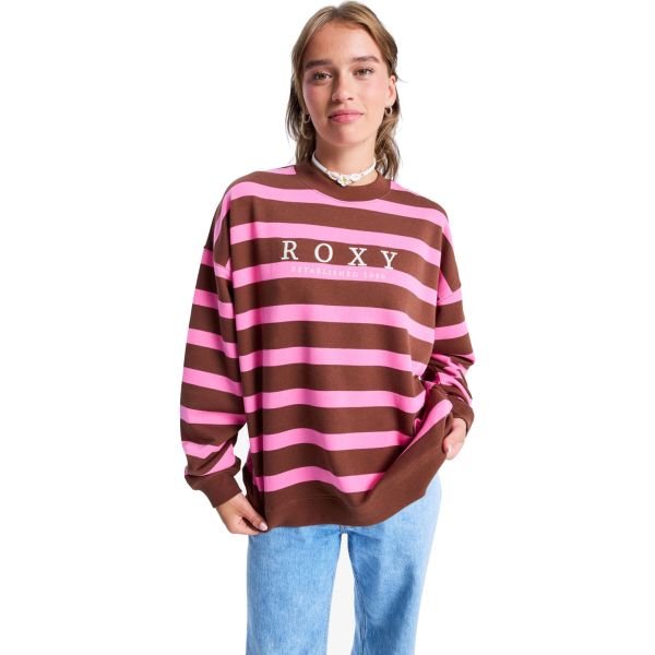 Mikina Roxy Strictly Stripes Oversized W - Hnědá - Xs