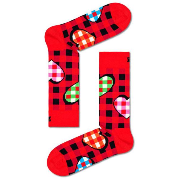 Ponožky Happy Socks Checked Heart - Červená - 41/46