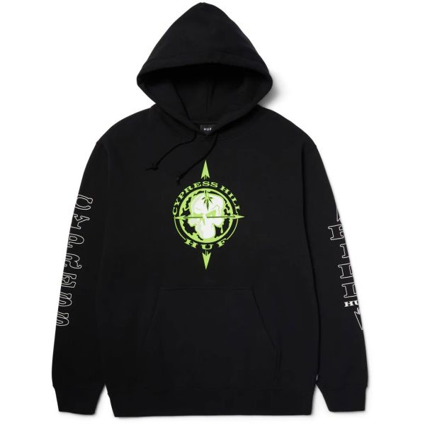 Mikina Huf X Cypres Hill Blunted Compass - Černá - L