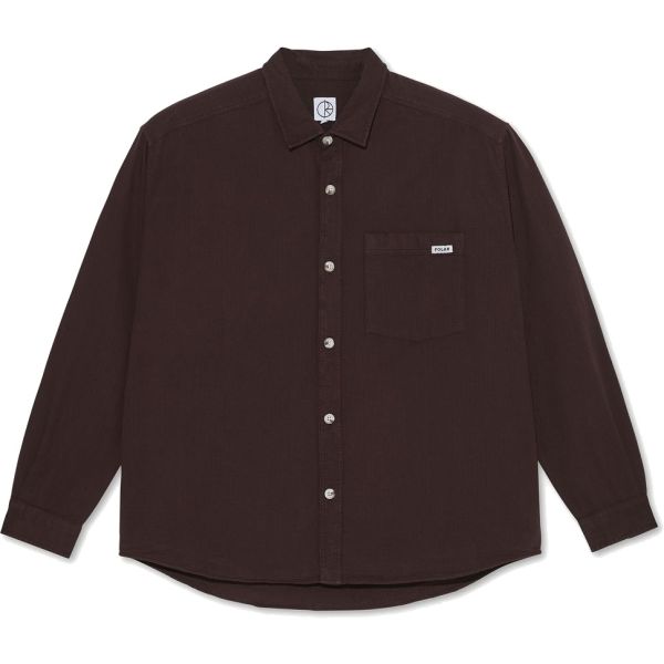 Košile Polar Mitchell Herringbone L/S - Vínová - L