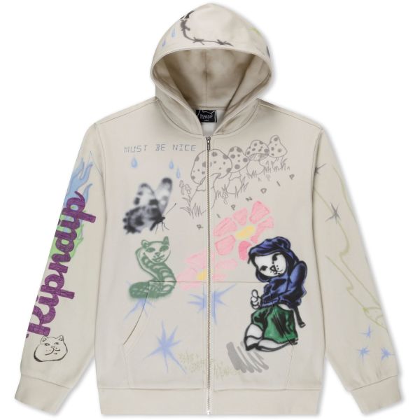 Mikina Ripndip Goosebumps Zip Hoodie - Béžová - S