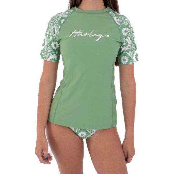 Lykra Hurley Mikonos Rashvest S/S Wms - Zelená - M