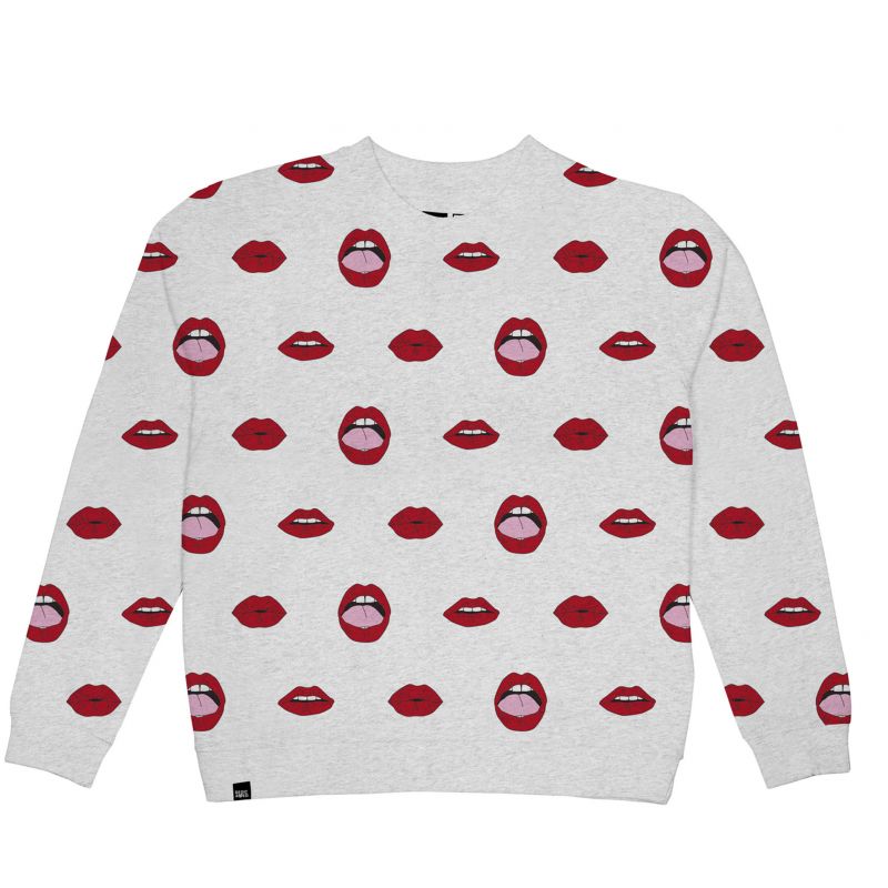 MIKINA DEDICATED YSTAD LIPS PATTERN - bílá - L