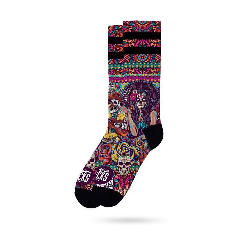 PONOŽKY AMERICAN SOCKS Dia de los Muerto - fialová - L/XL