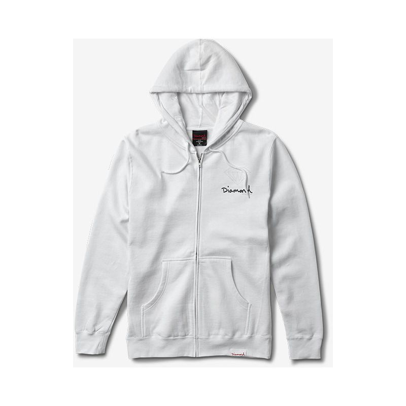 MIKINA DIAMOND OG SIGN ZIP HOODIE - bílá - L