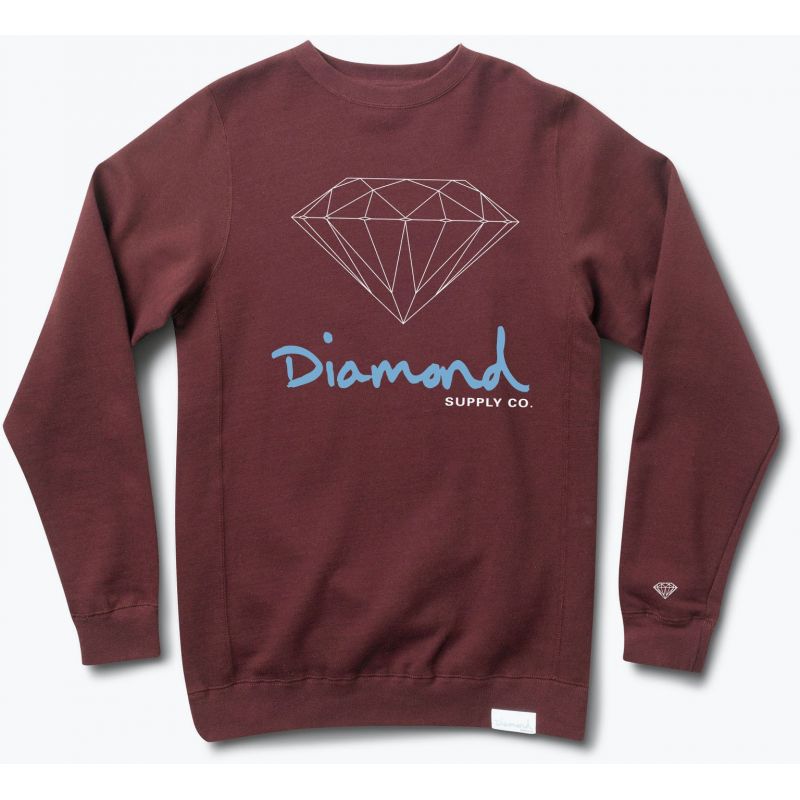 MIKINA DIAMOND OG SIGN CREWNECK - vínová - XL