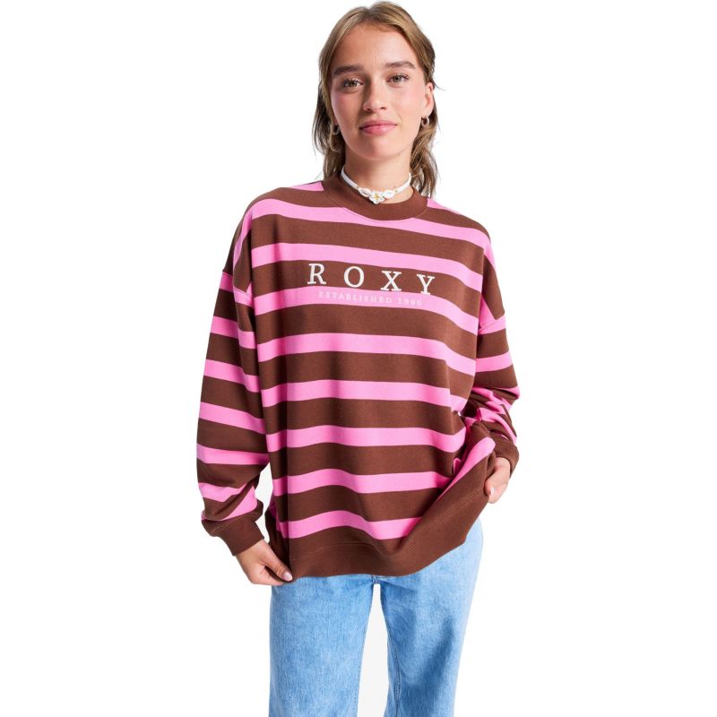 MIKINA ROXY Strictly Stripes Oversized W - hnědá - M