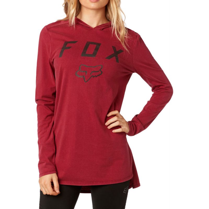 Fox axiom l/s hoodie - červená - M