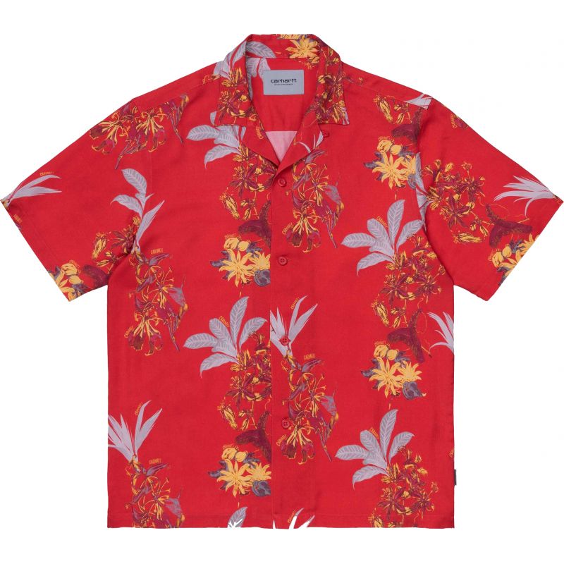 KOŠILE CARHARTT Hawaiian Floral S/S - červená - M