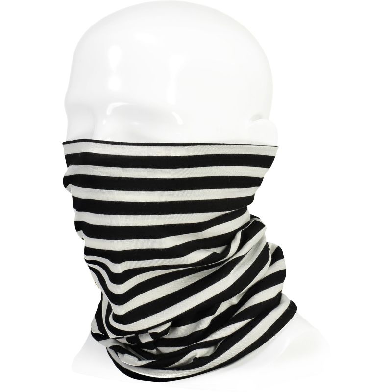 MERINO NÁKRČNÍK DOUBLE UP NECKWARMER THICK STRIPE - černá