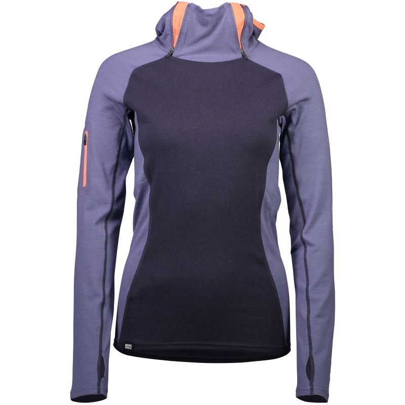 MERINO TRIKO OLYMPUS 3.0 HOOD 9 IRON / STONE - fialová - S