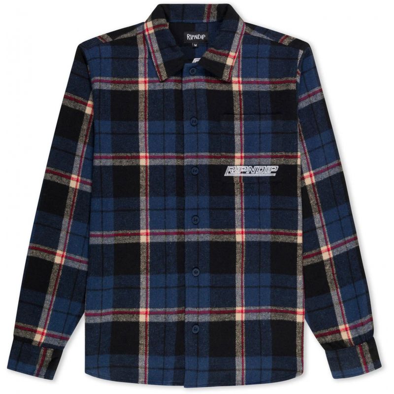 KOŠILE RIPNDIP ROBO BUTTON UP FLANNEL - modrá - L