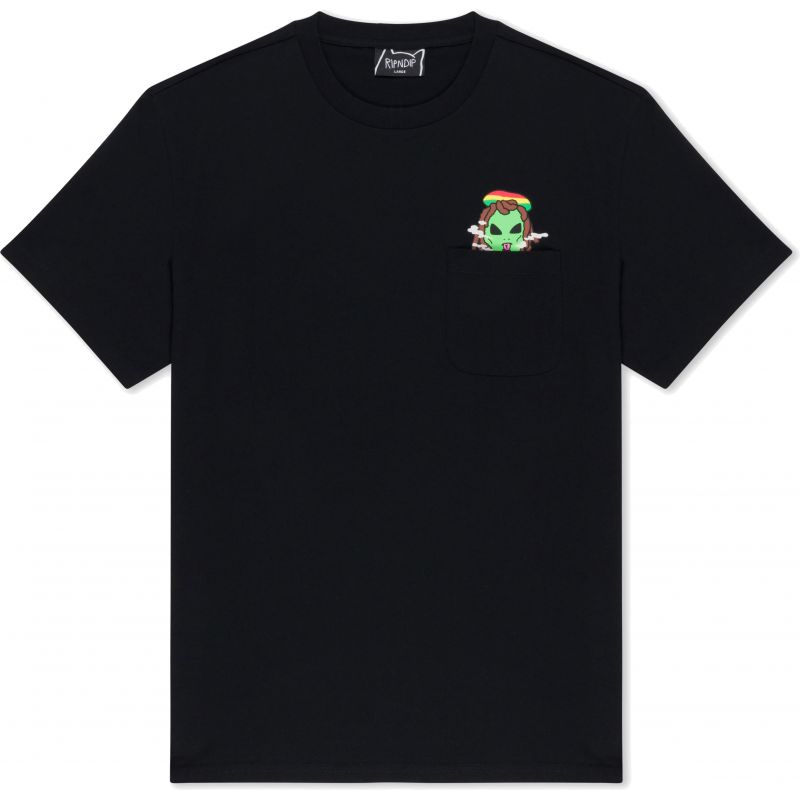 TRIKO RIPNDIP SMOKING RASTA ALIEN POCKET - černá - L