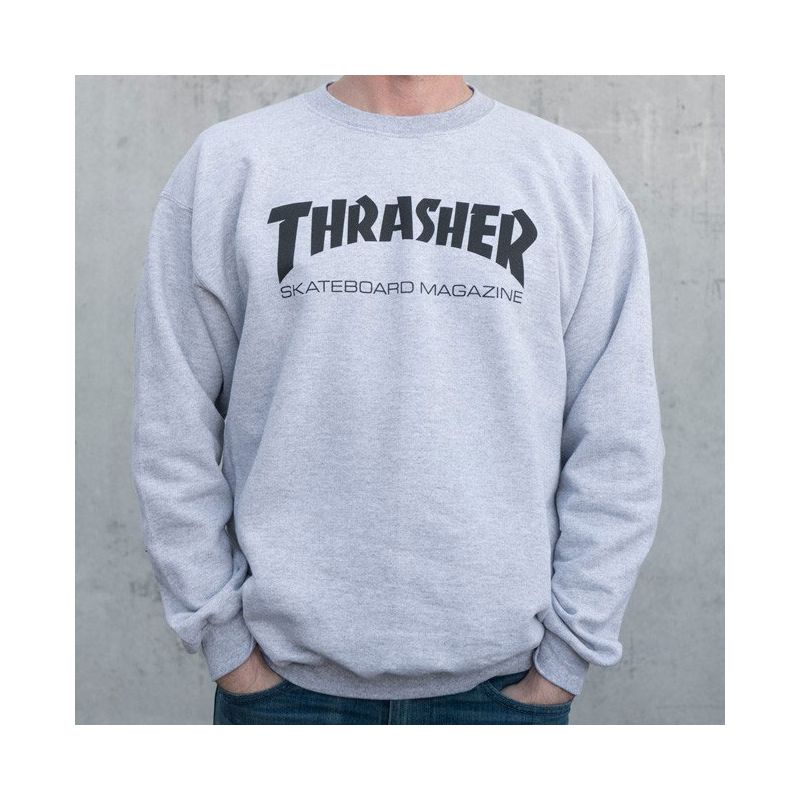 MIKINA THRASHER SKATE MAG CREW - šedá - L